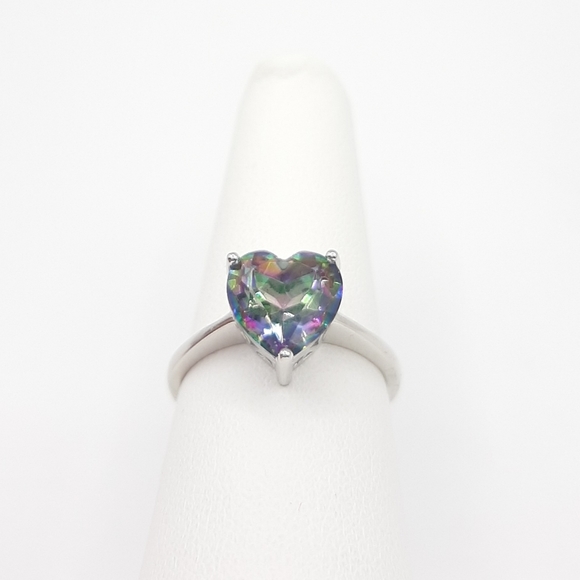 Jewelry - Mystic Quartz Heart Cut Ring Vivid Rainbow Colors Valentine's New